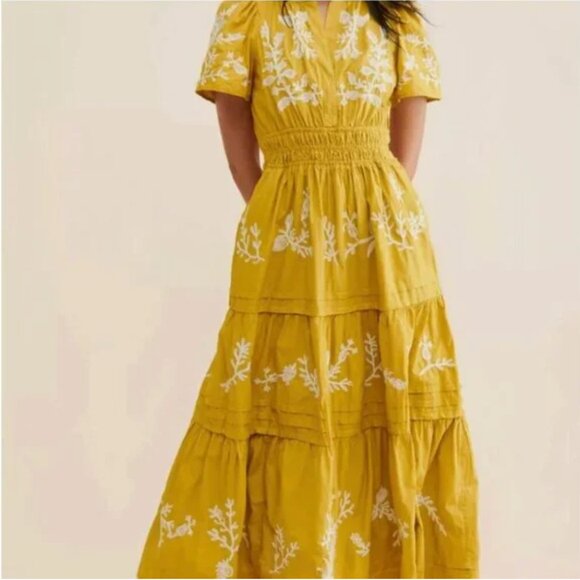 Anthropologie The Somerset Dress Small Embroidered Forest Fairy Maxi Boho Grunge - Picture 9 of 16
